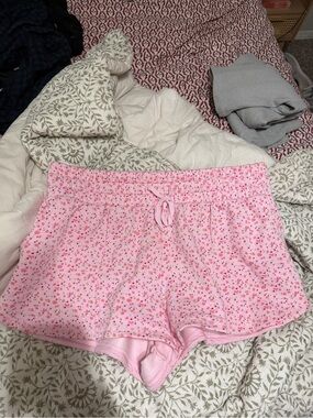 Pink Floral Drawstring Athletic Shorts for Women